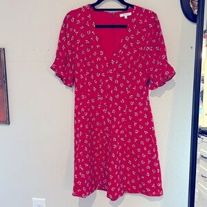 Madewell Red Silk Floral Mini Dress